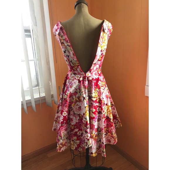 Lindy Bop Ophelia dress red floral size S - Picture 4 of 5